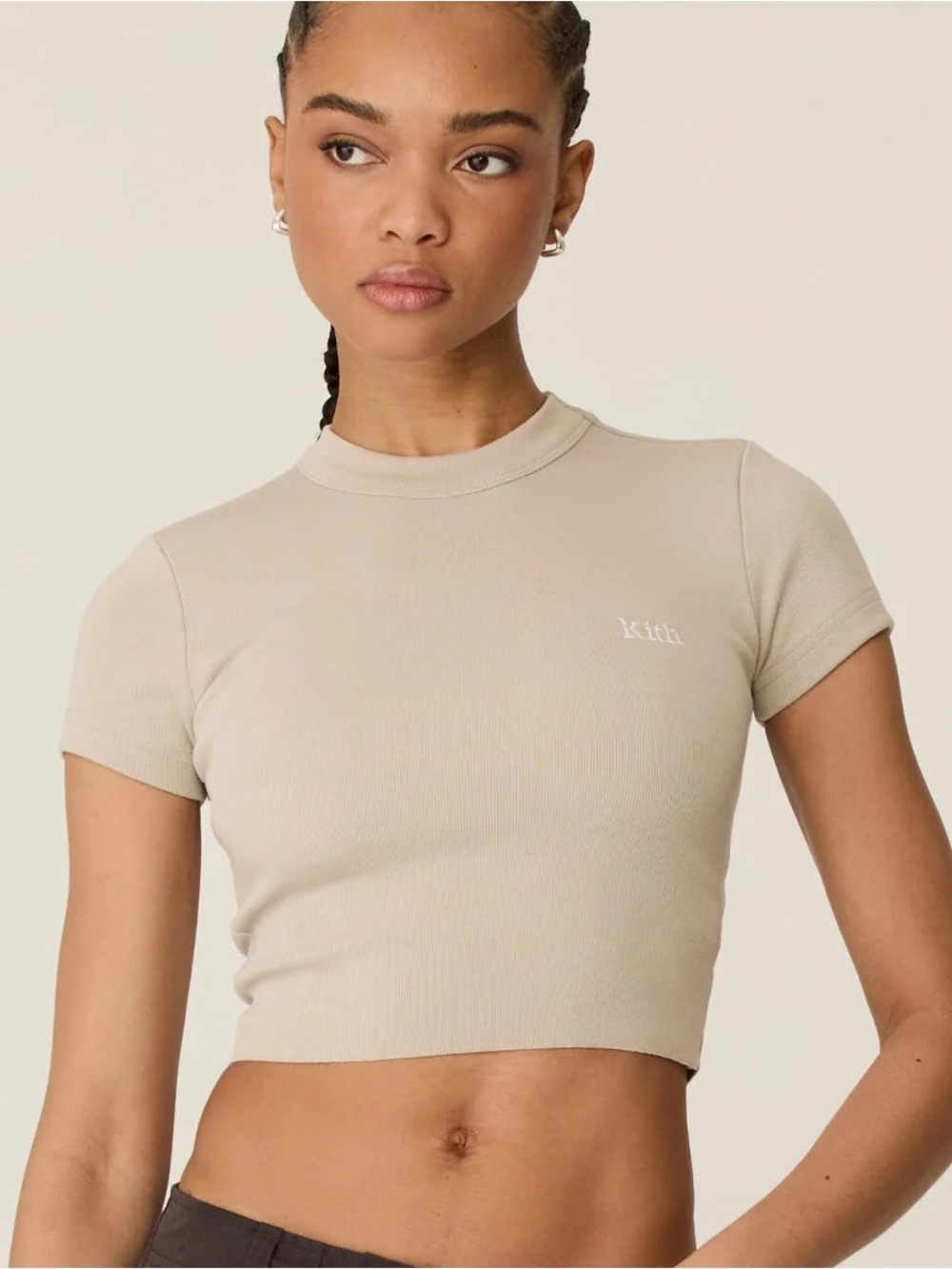 Kith Sz S Mulberry II Nude Tan Logo Baby Tee Shirt